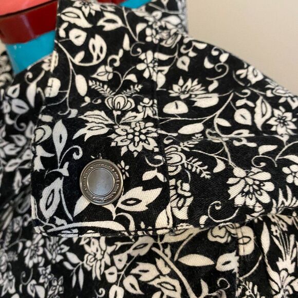 Charter Club BOHO Button Up Cotton Black & White Womens Jacket Size 2X - Picture 5 of 9